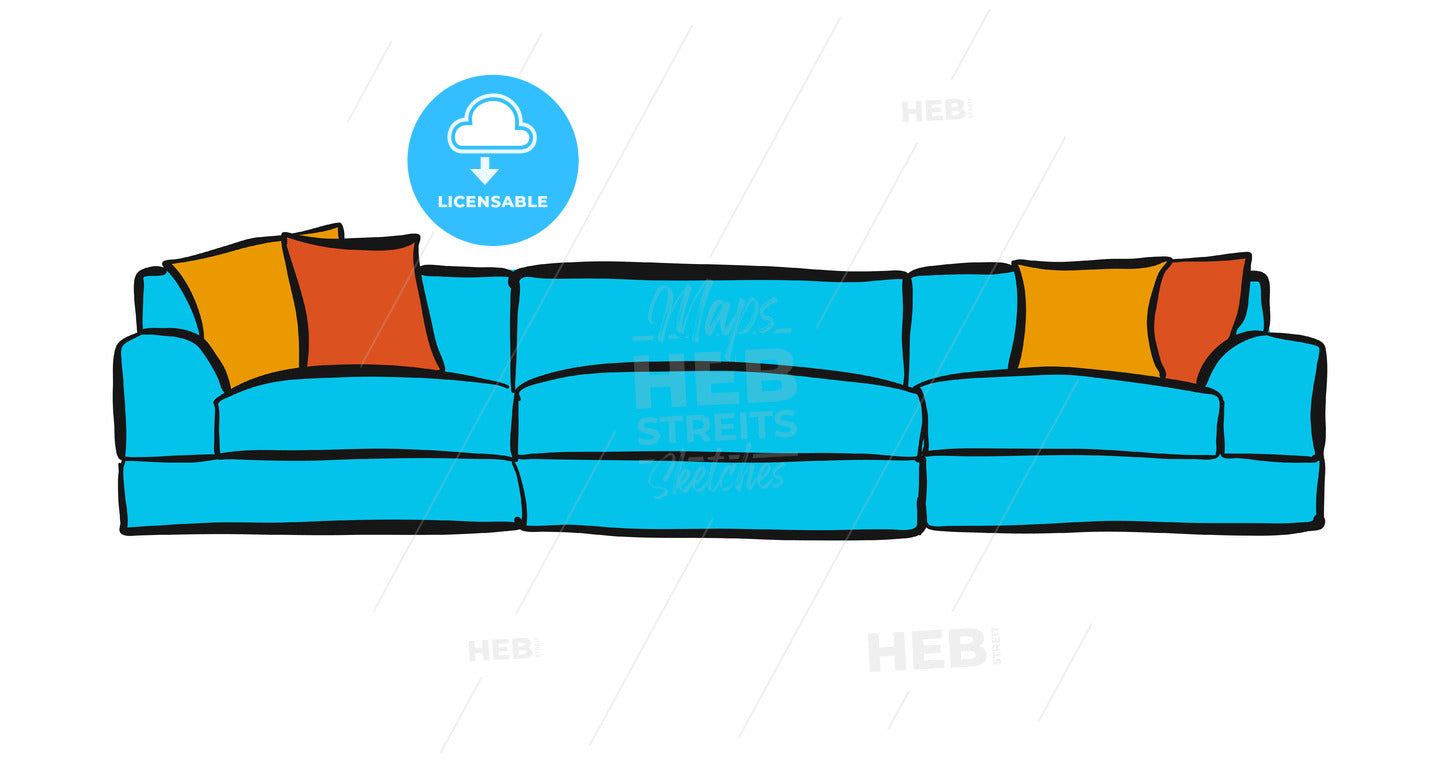 comfortable couch with three parts – instant download