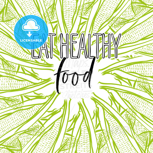 eat healthy food lettering on outlined Corncob banner template – instant download