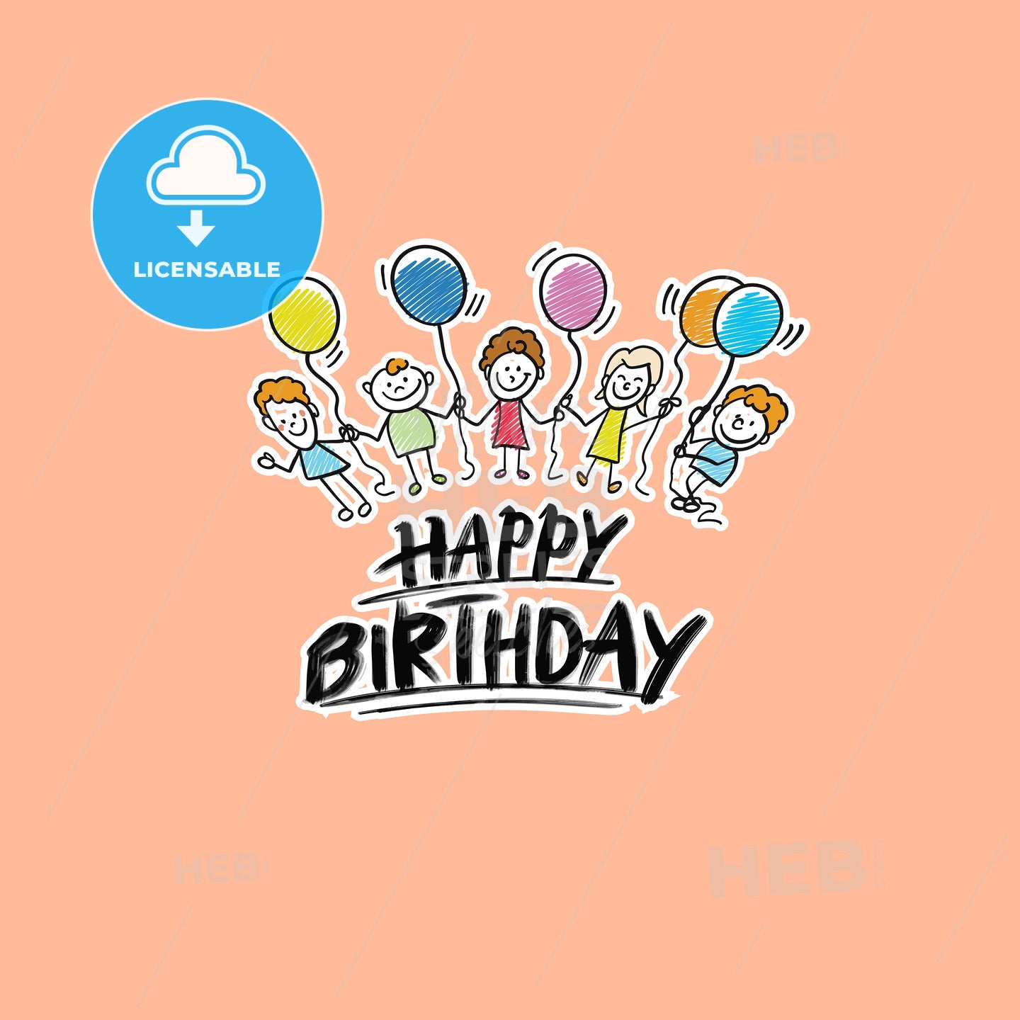 happy birthday kids logo – instant download