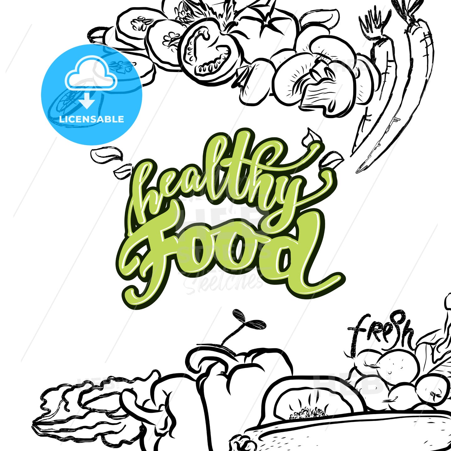 healthy Food lettering – instant download