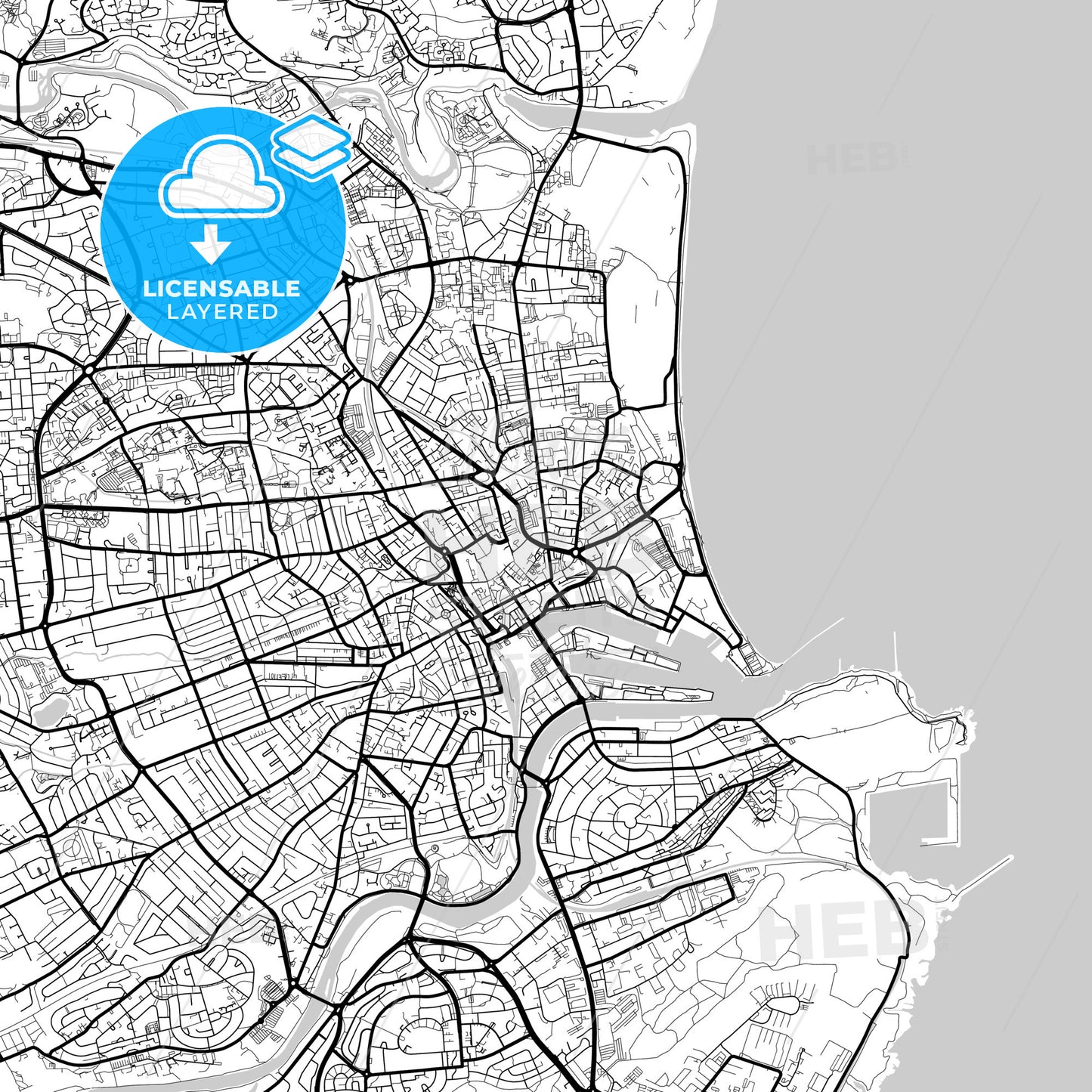 Layered PDF map of Aberdeen, Aberdeen, Scotland