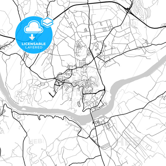 Layered PDF map of Abrantes, Santarém, Portugal