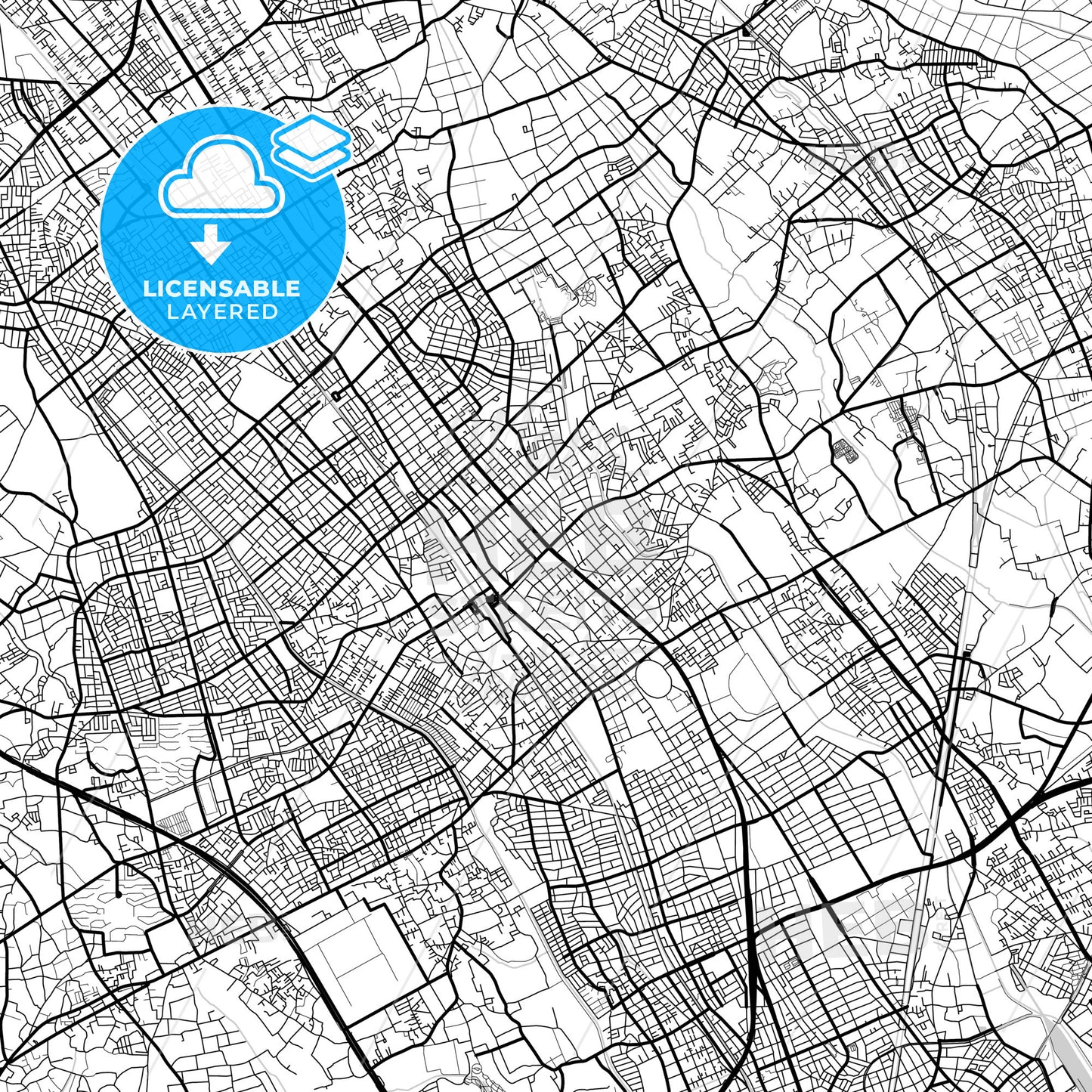 Layered PDF map of Ageo, Saitama, Japan