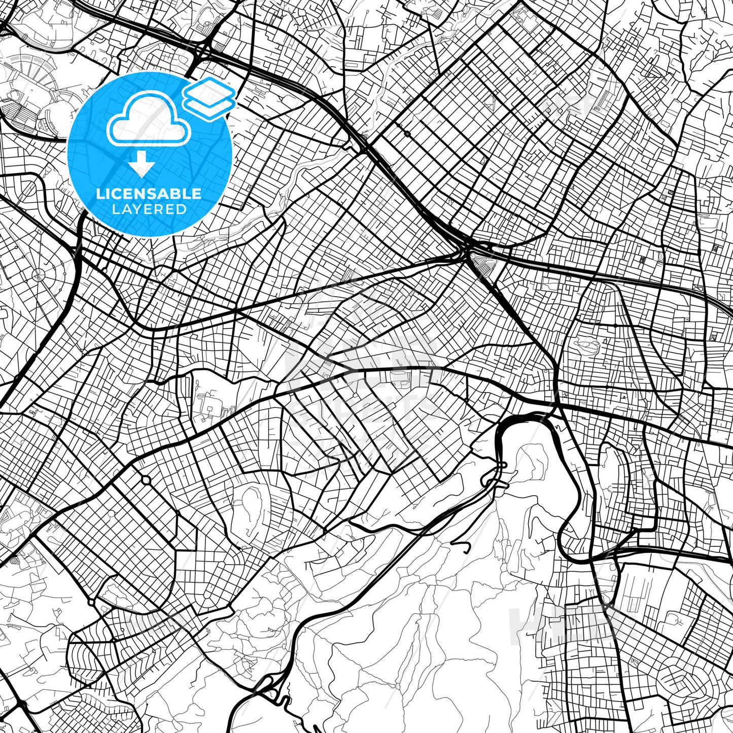 Layered PDF map of Agia Paraskevi, Attica, Greece