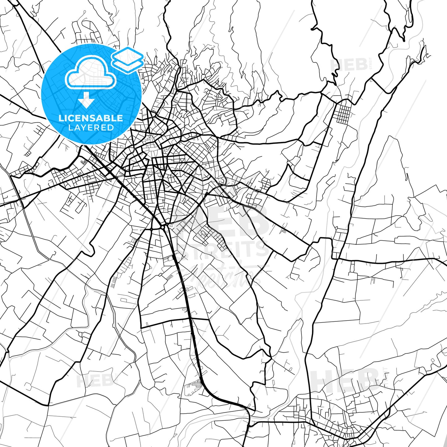 Layered PDF map of Agrinio, Western Greece, Greece