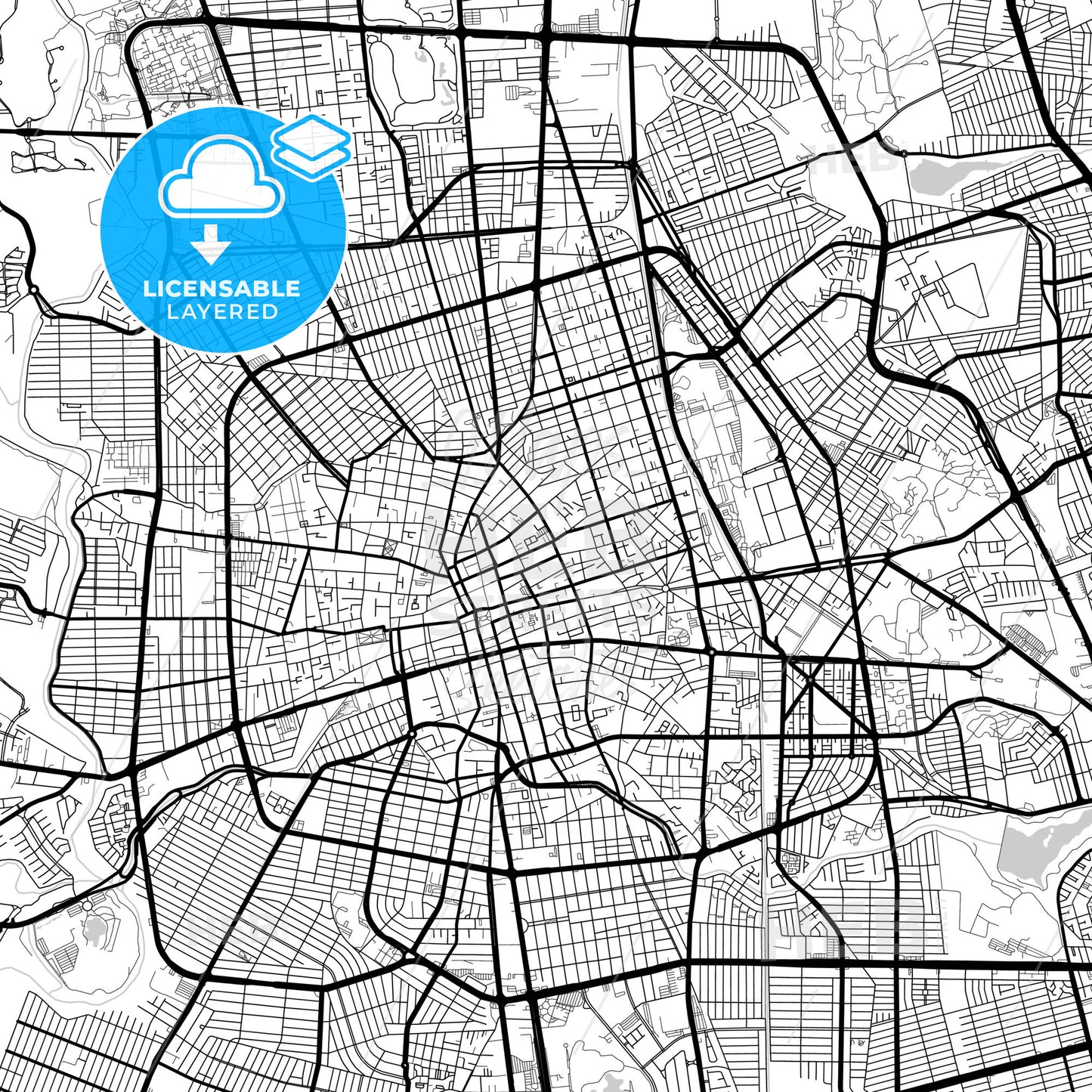 Layered PDF map of Aguascalientes, Aguascalientes, Mexico