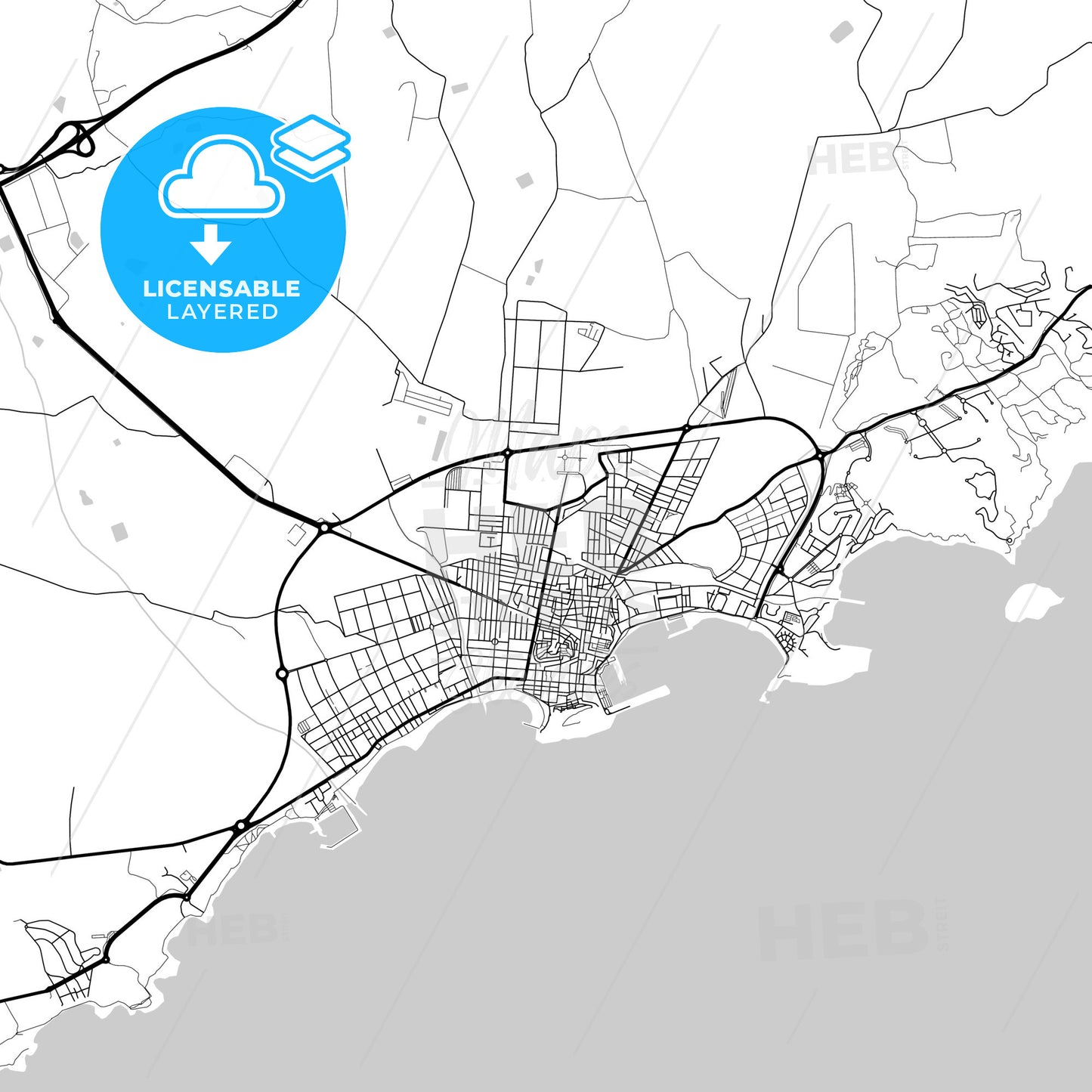 Layered PDF map of Águilas, Murcia, Spain