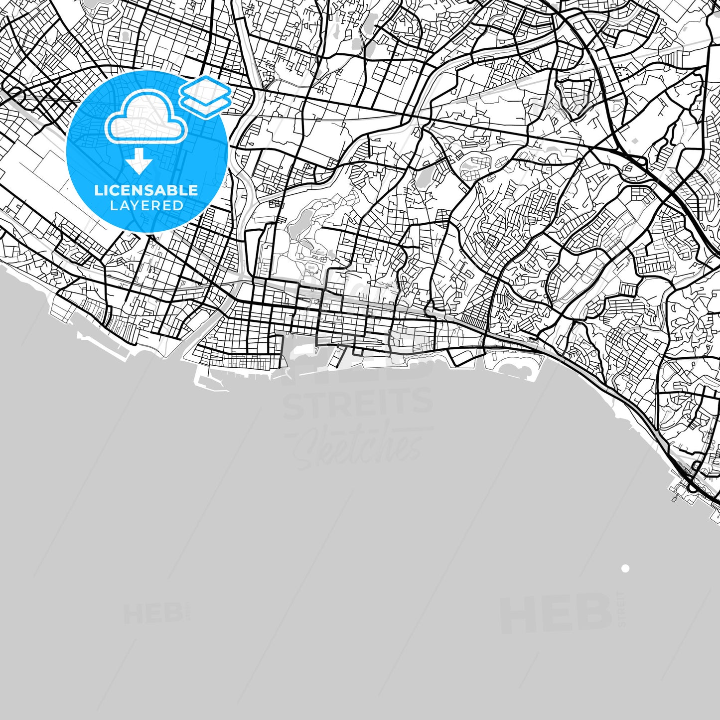 Layered PDF map of Akashi, Hyōgo, Japan