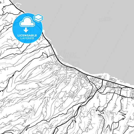 Layered PDF map of Akçaabat, Trabzon, Turkey