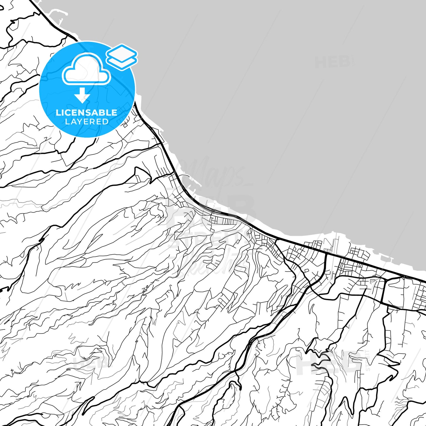 Layered PDF map of Akçaabat, Trabzon, Turkey