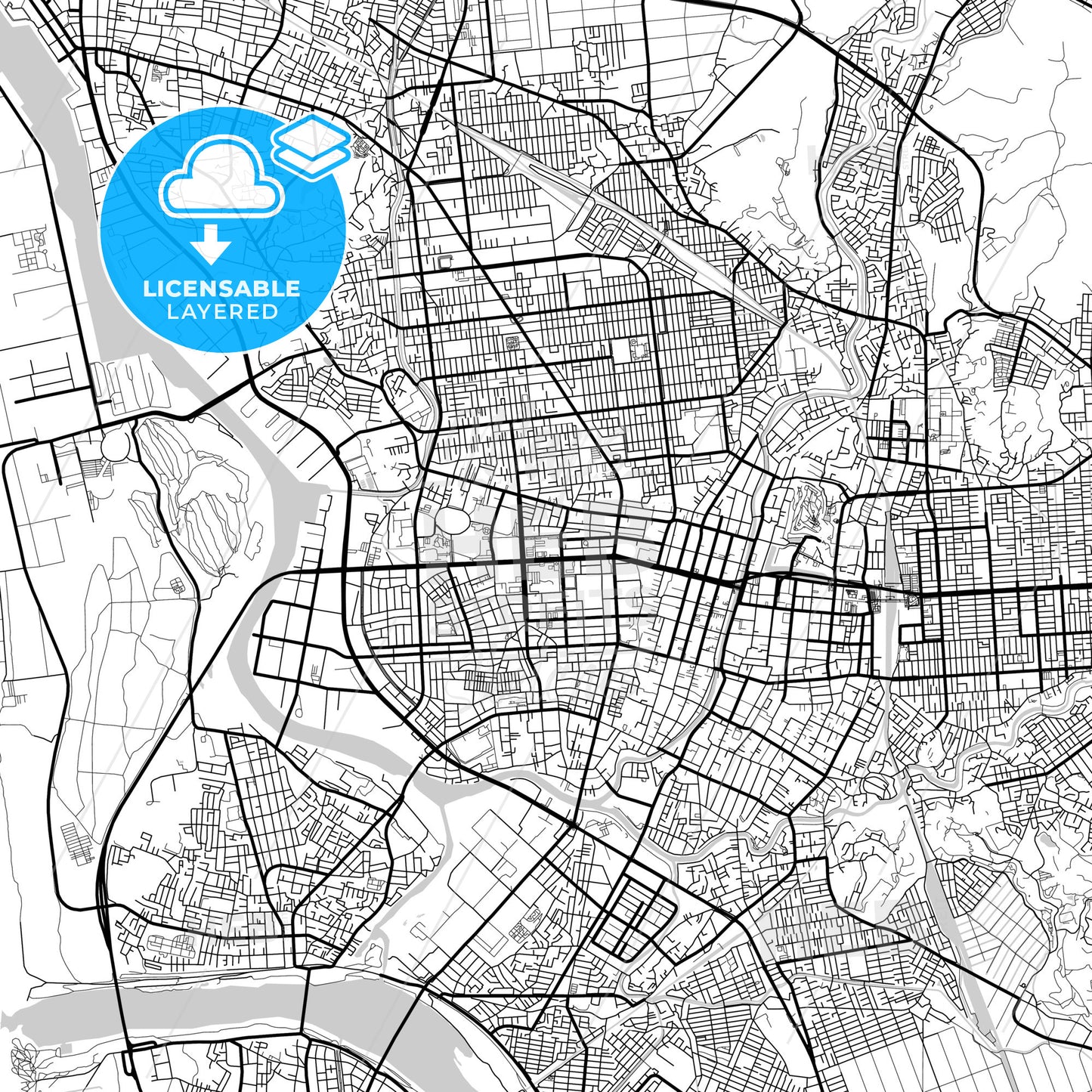 Layered PDF map of Akita, Akita, Japan