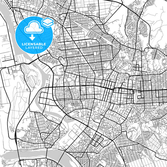 Layered PDF map of Akita, Akita, Japan