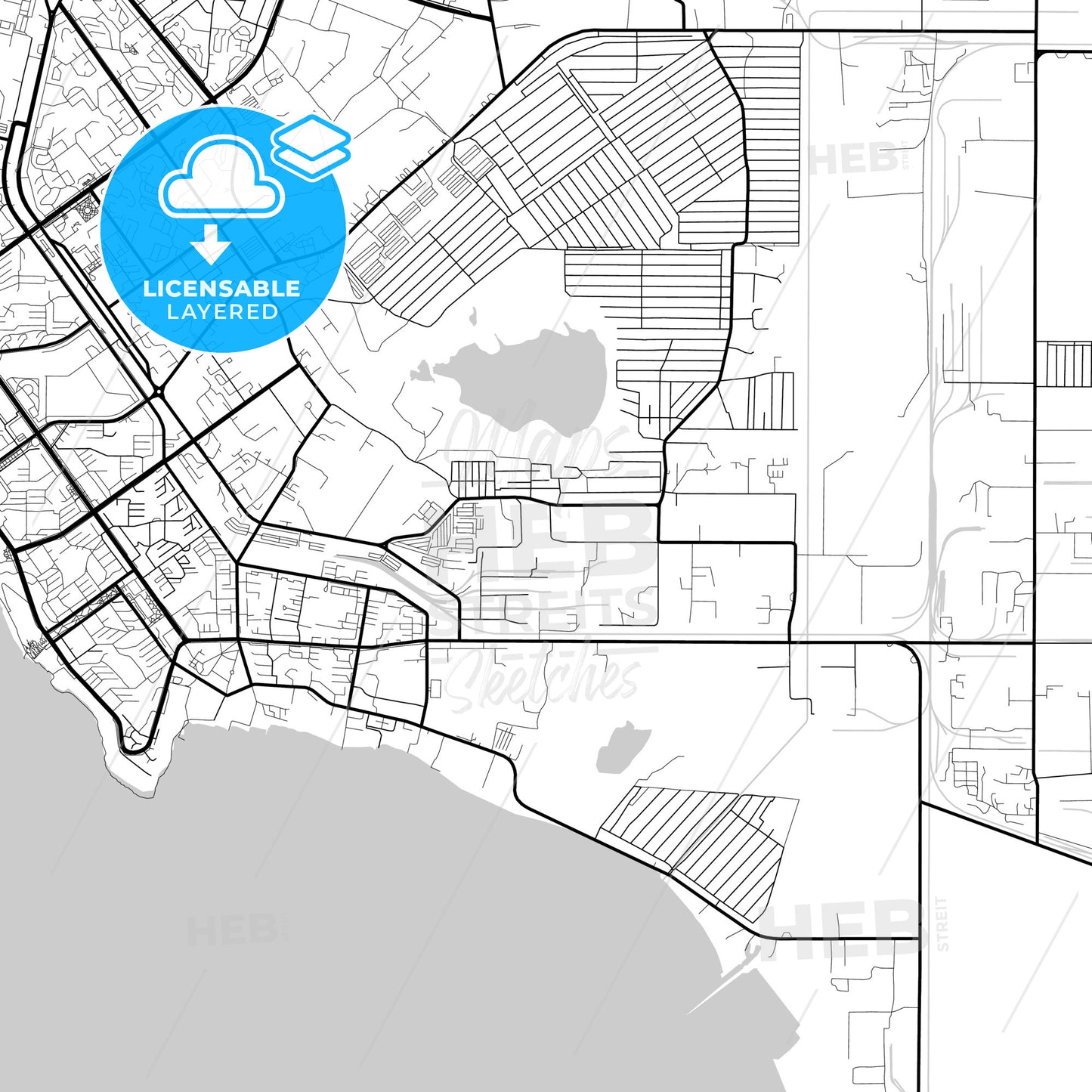 Layered PDF map of Aktau, Mangystau Province, Kazakhstan