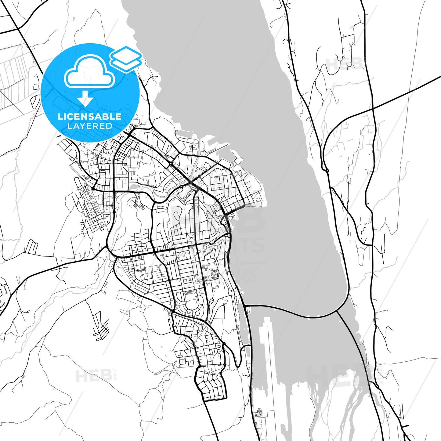 Layered PDF map of Akureyri, Akureyri, Iceland