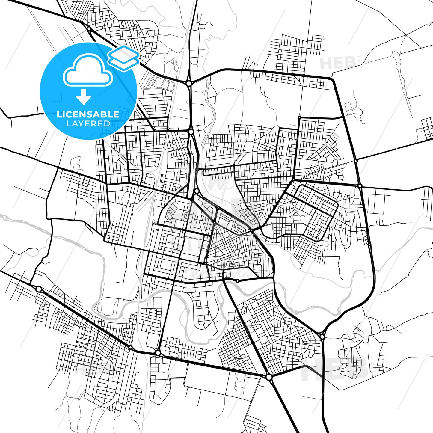 Layered PDF map of Al-Hasakah, Syria