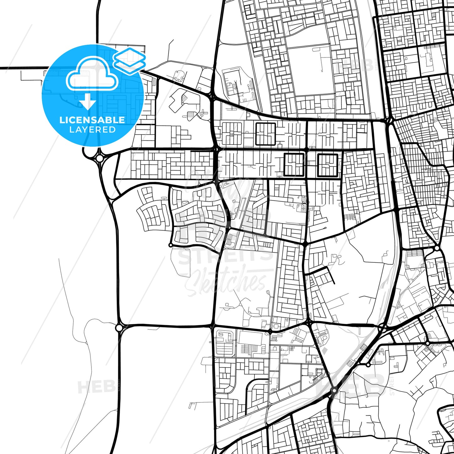 Layered PDF map of Al-Mubarraz, Saudi Arabia