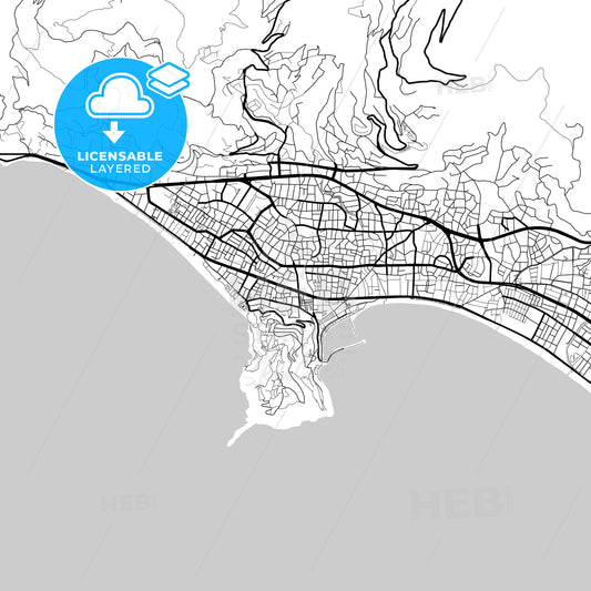 Layered PDF map of Alanya, Antalya, Turkey