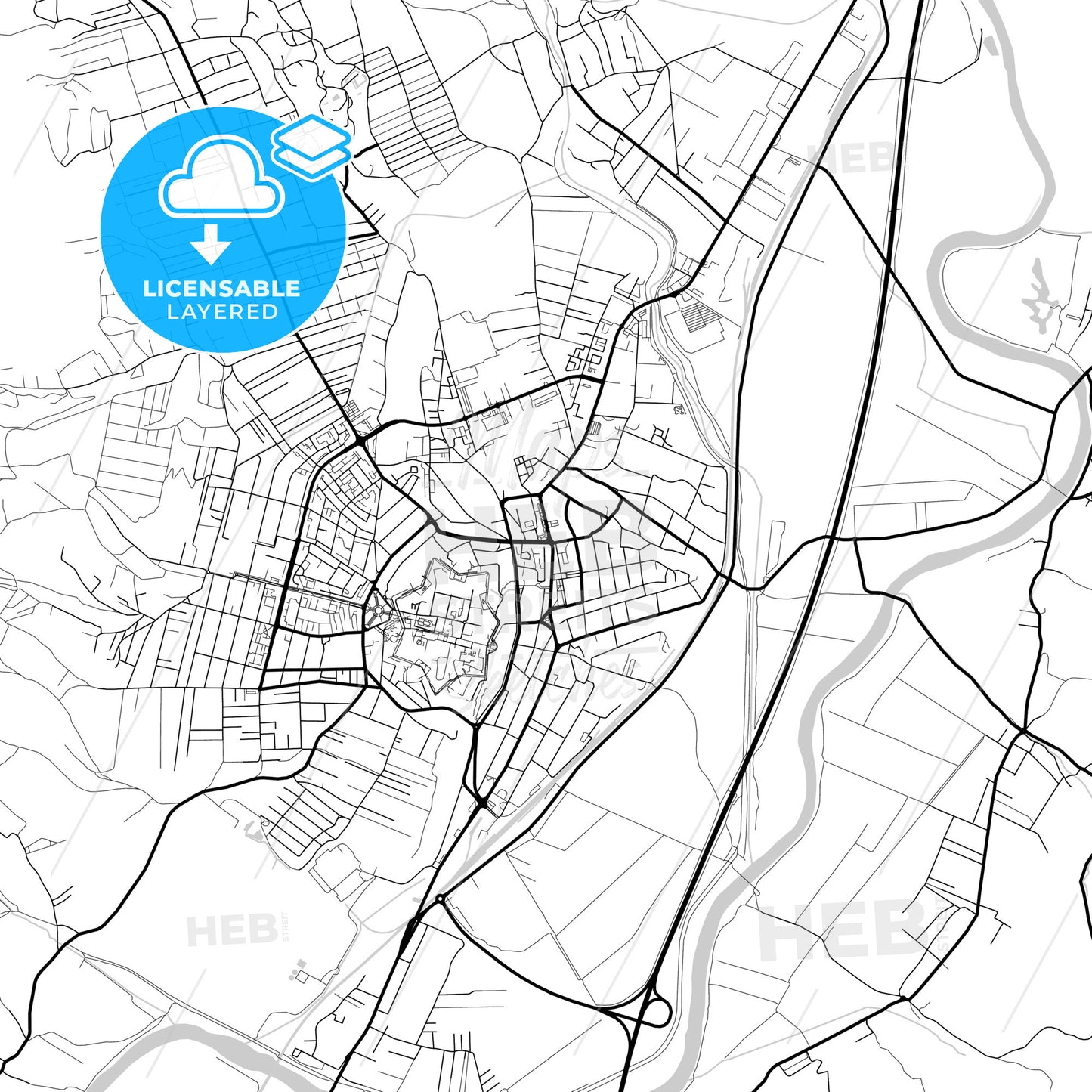 Layered PDF map of Alba Iulia, Alba, Romania