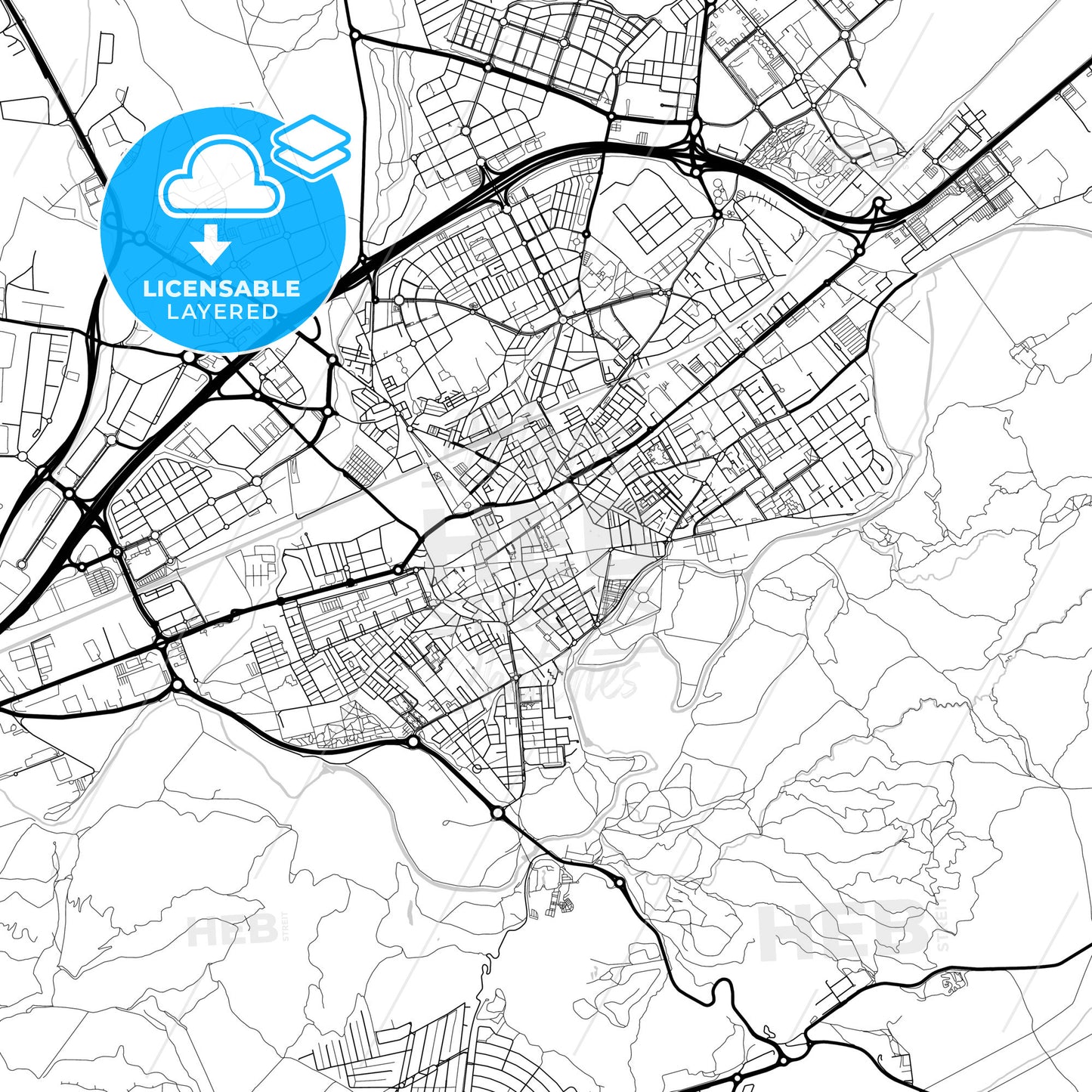 Layered PDF map of Alcalá de Henares, Madrid, Spain