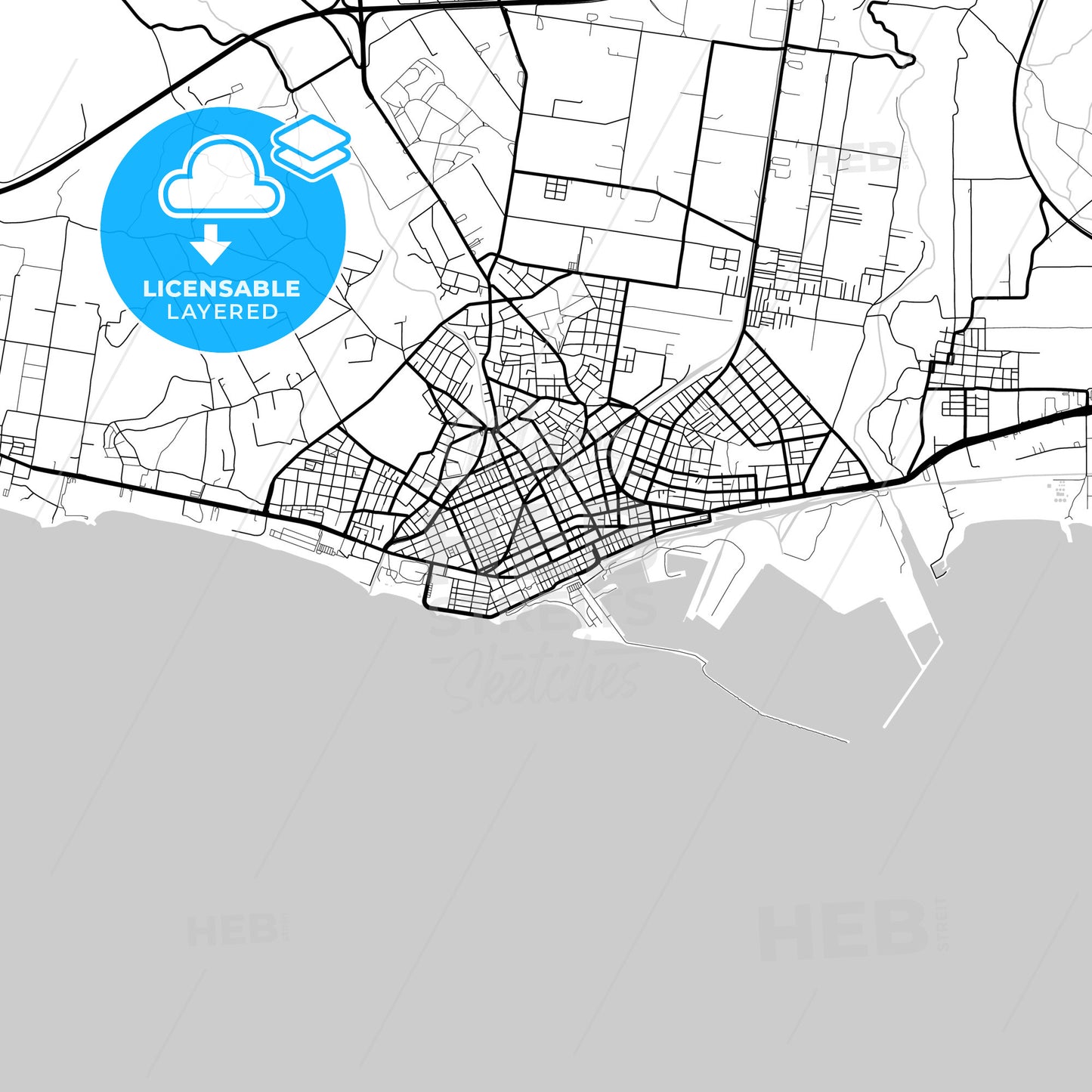 Layered PDF map of Alexandroupoli, Eastern Macedonia and Thrace, Greece