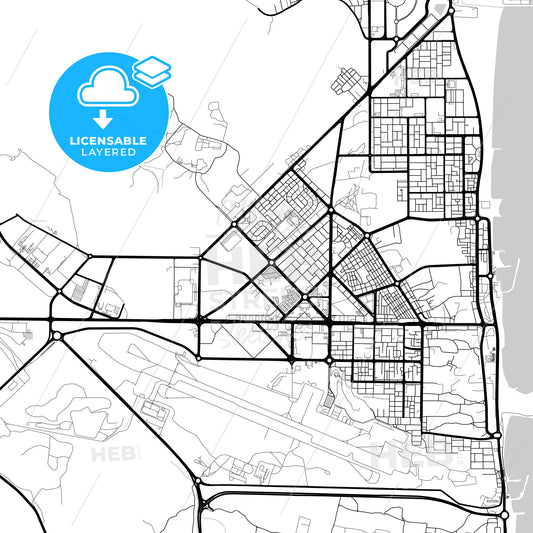 Layered PDF map of Al Fujairah City  , United Arab Emirates