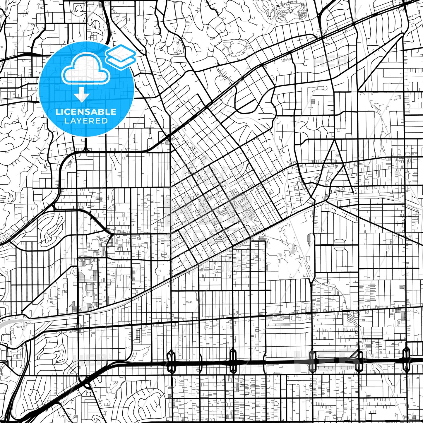 Layered PDF map of Alhambra, California, United States