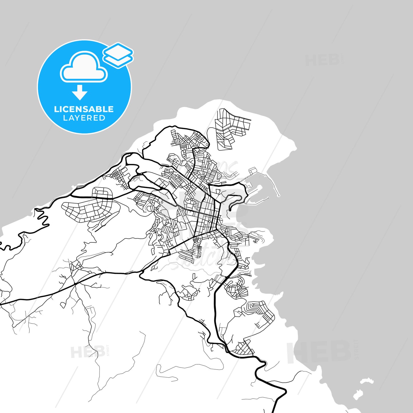 Layered PDF map of Al Hoceima, Morocco