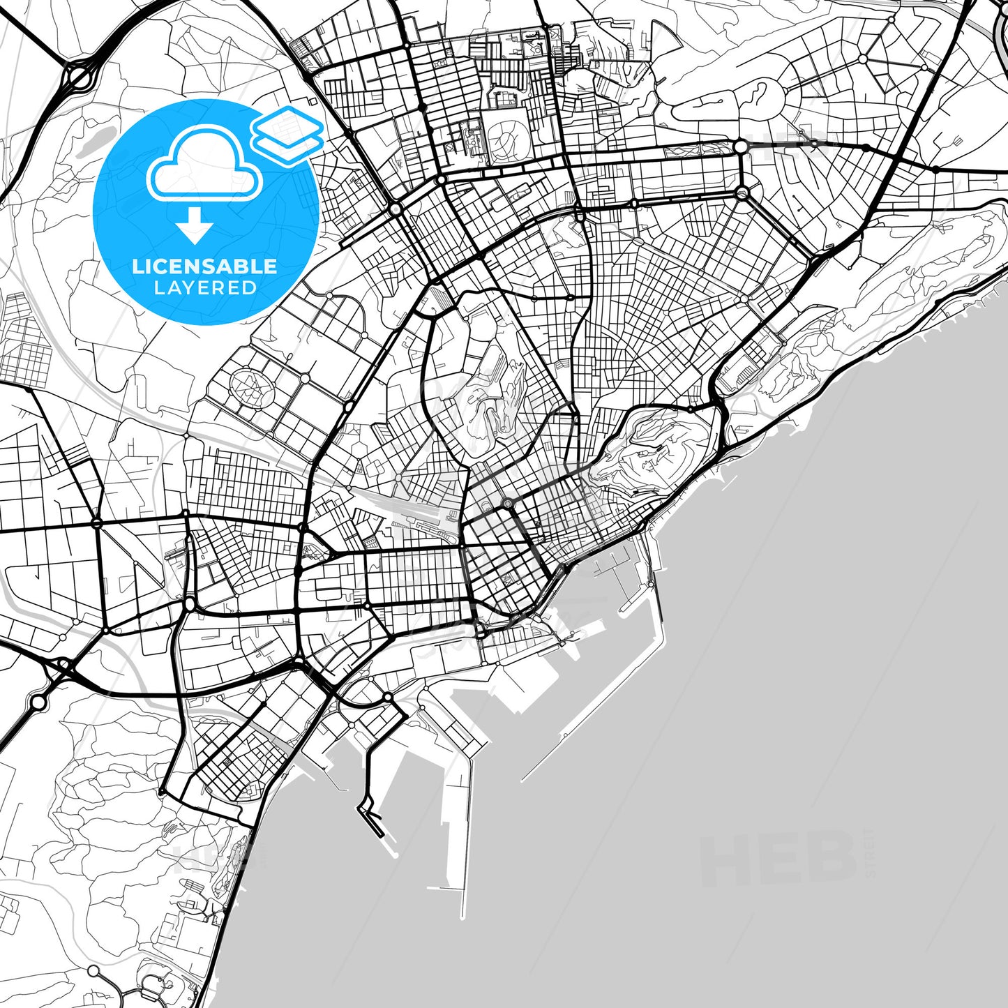 Layered PDF map of Alicante, Spain