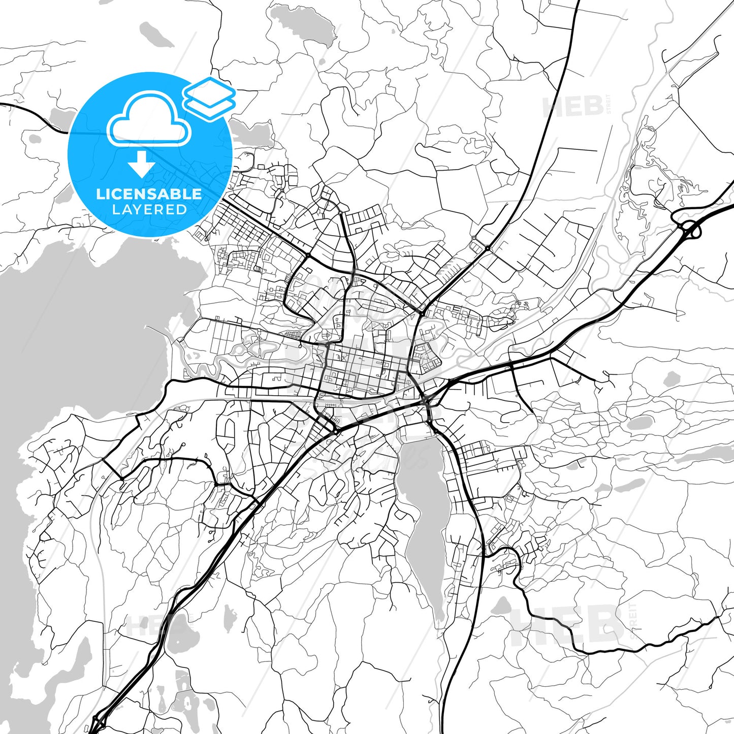 Layered PDF map of Alingsås, Sweden