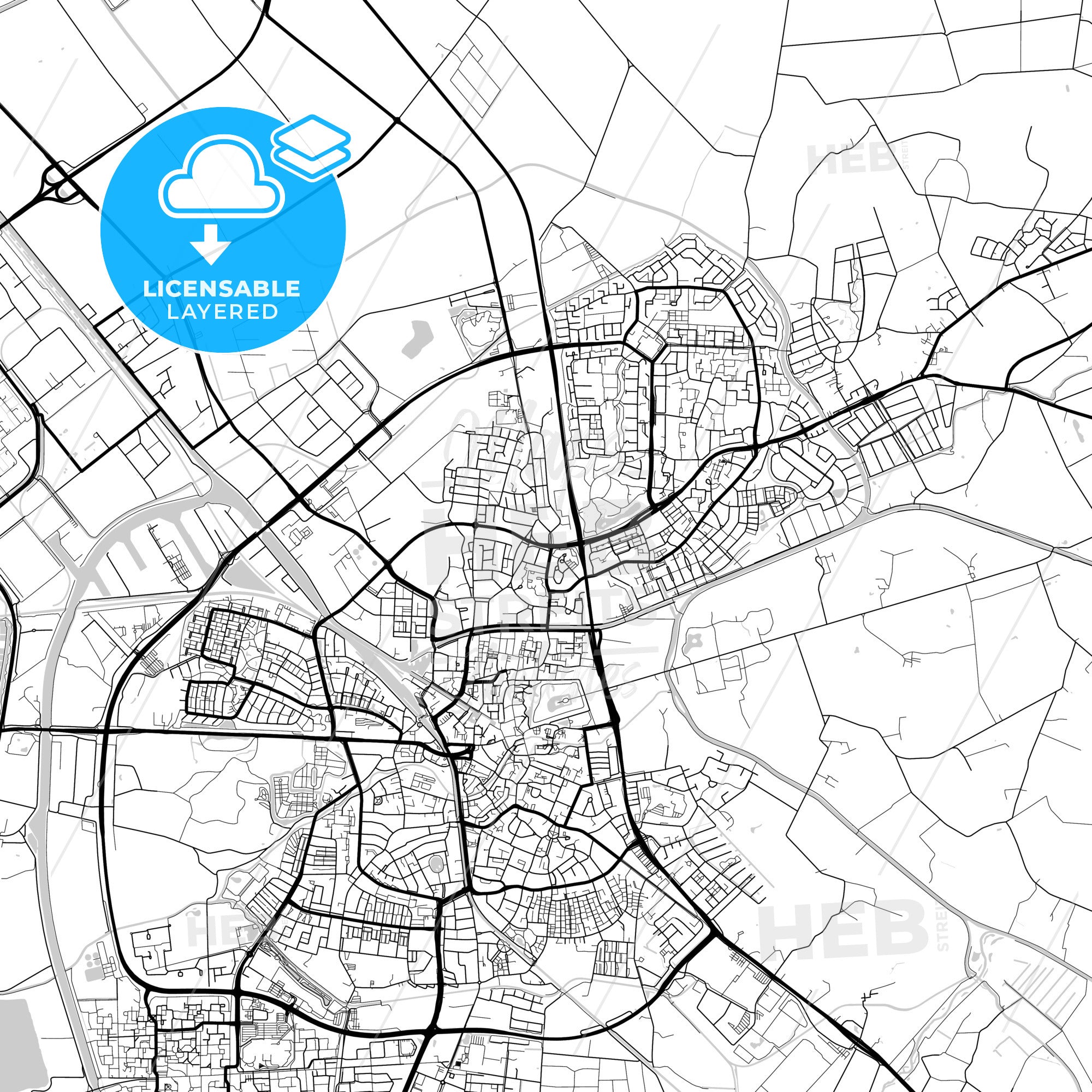 Layered PDF map of Almelo, Overijssel, Netherlands - HEBSTREITS