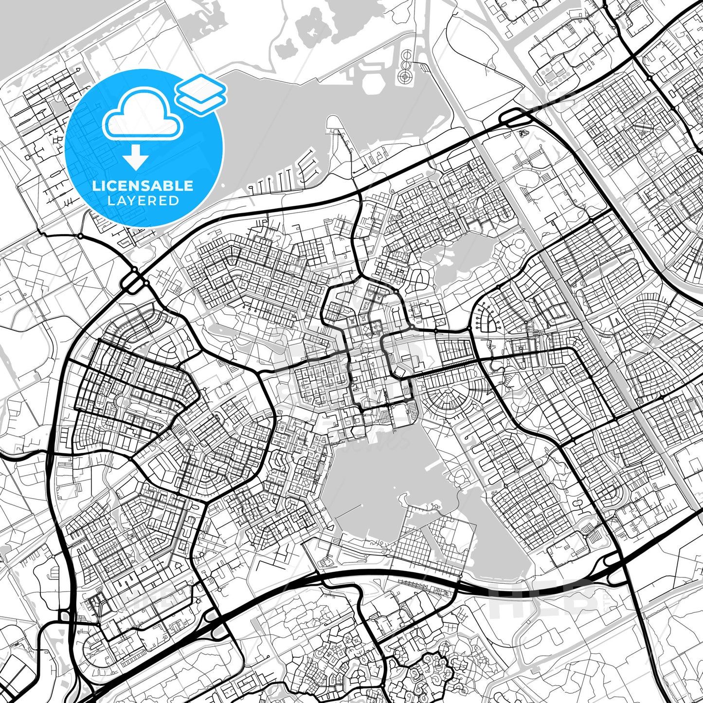 Layered PDF map of Almere, Flevoland, Netherlands