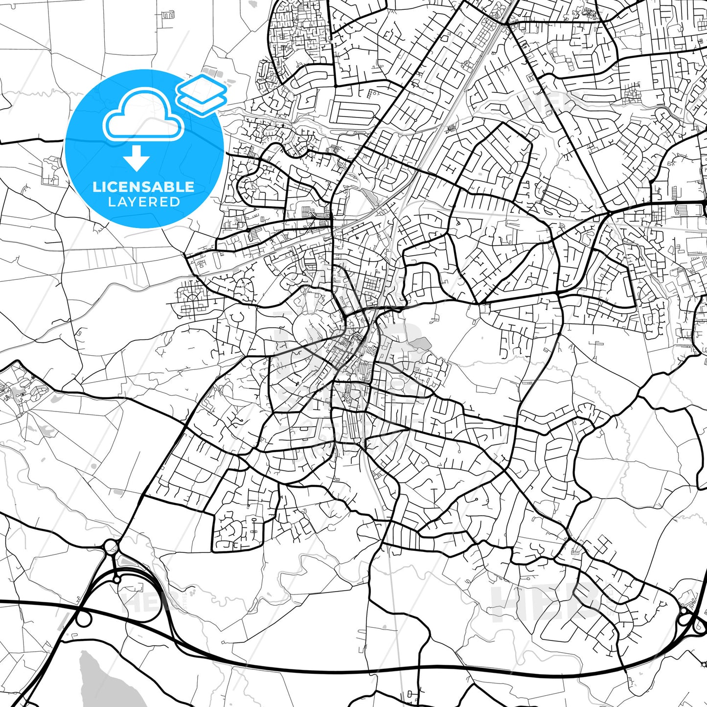 Layered PDF map of Altrincham, North West England, England