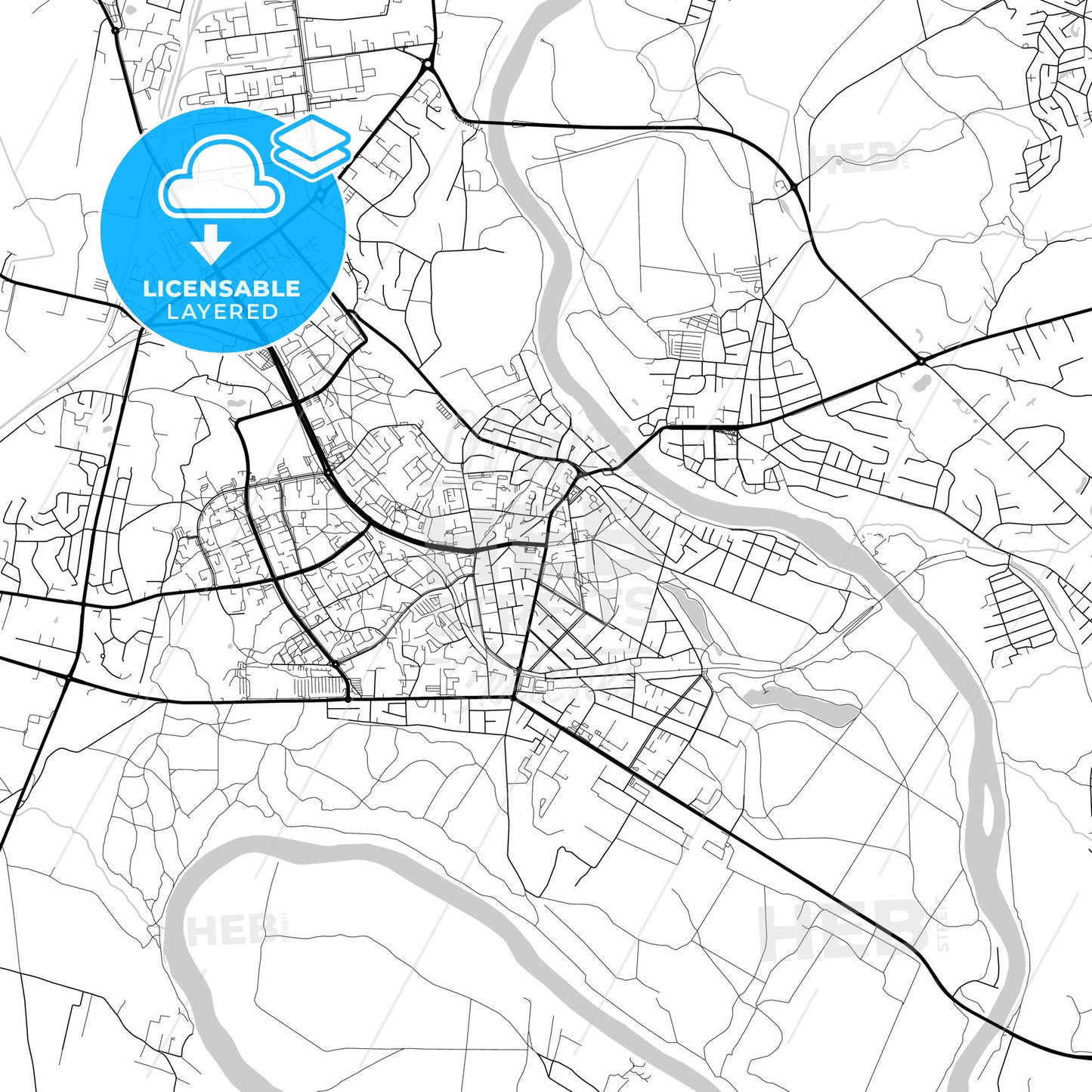 Layered PDF map of Alytus, Alytus County, Lithuania