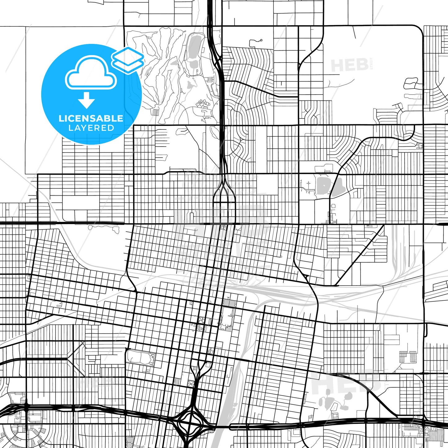 Layered PDF map of Amarillo, Texas, United States