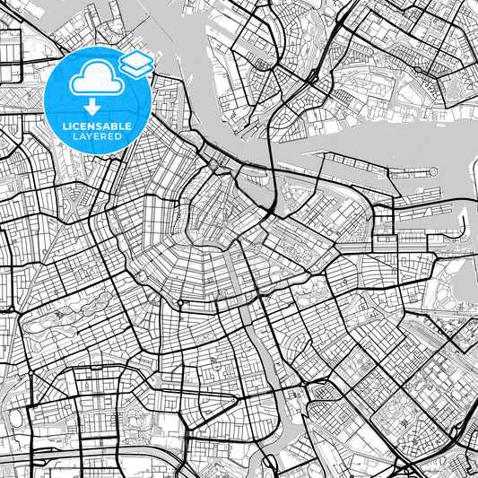 Layered PDF map of Amsterdam, North Holland, Netherlands