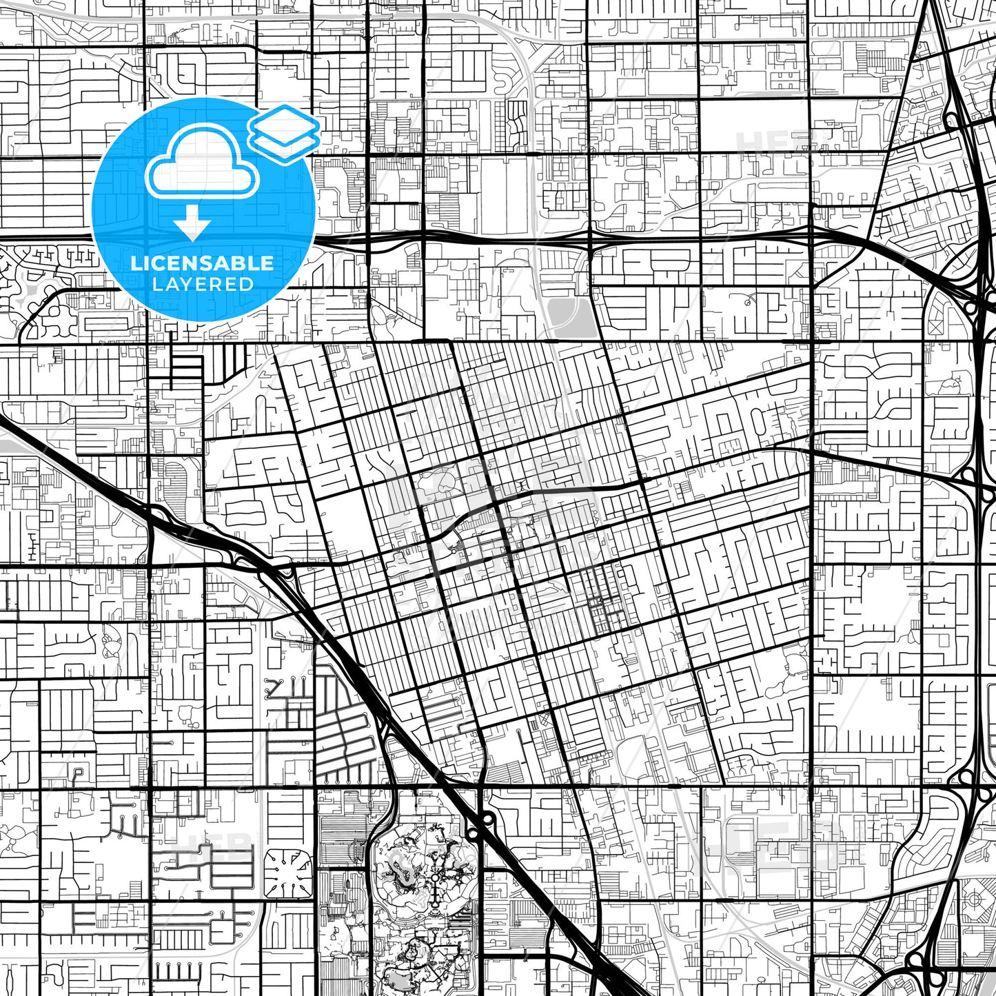 Layered PDF map of Anaheim, California, United States