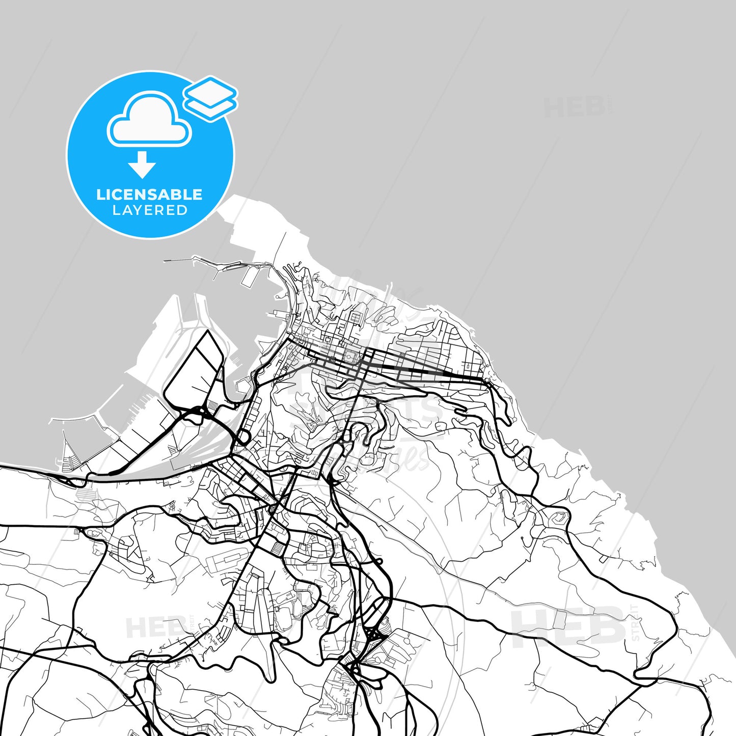 Layered PDF map of Ancona, Marche, Italy