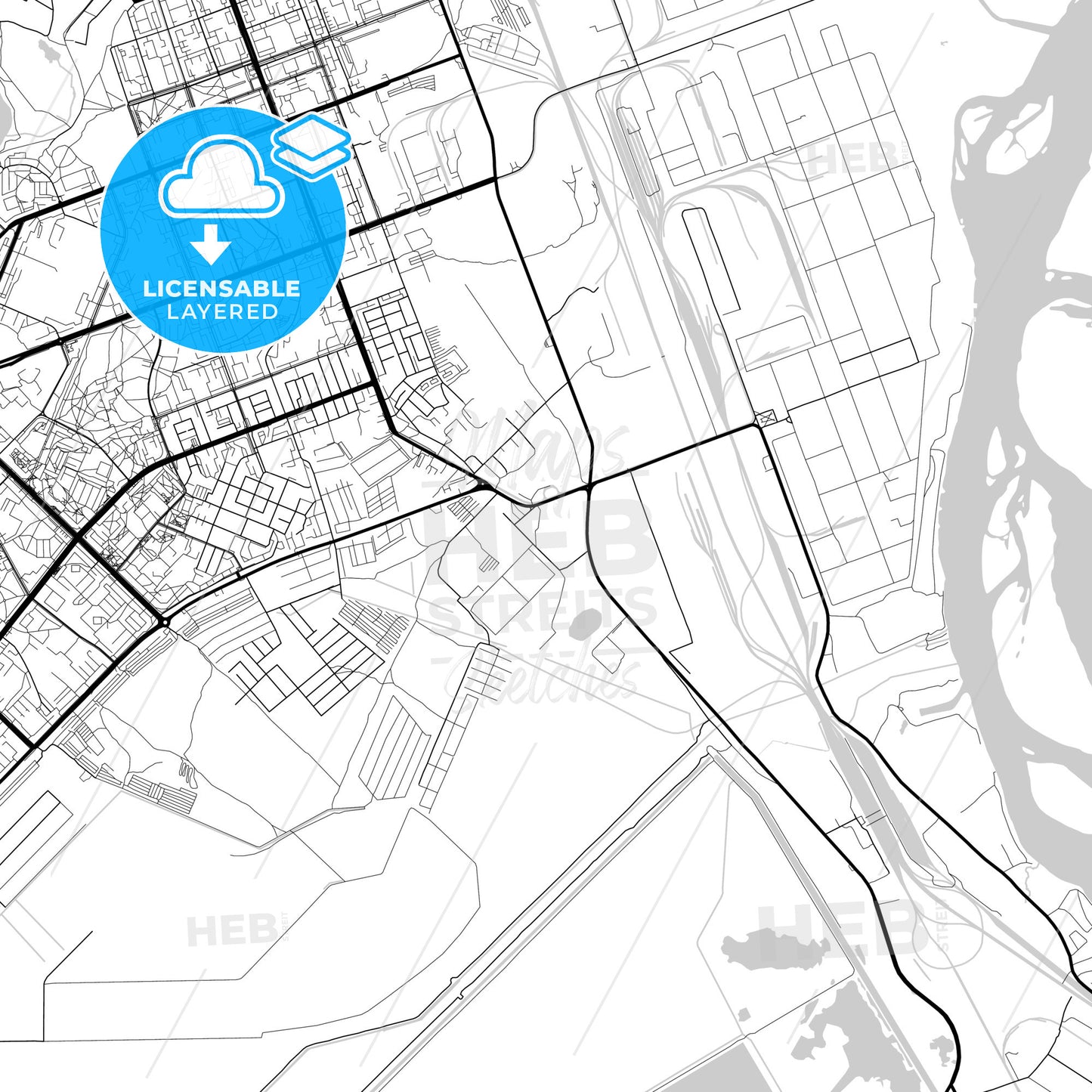 Layered PDF map of Angarsk, Irkutsk Oblast, Russia