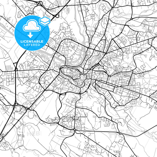 Layered PDF map of Angoulême, Charente, France