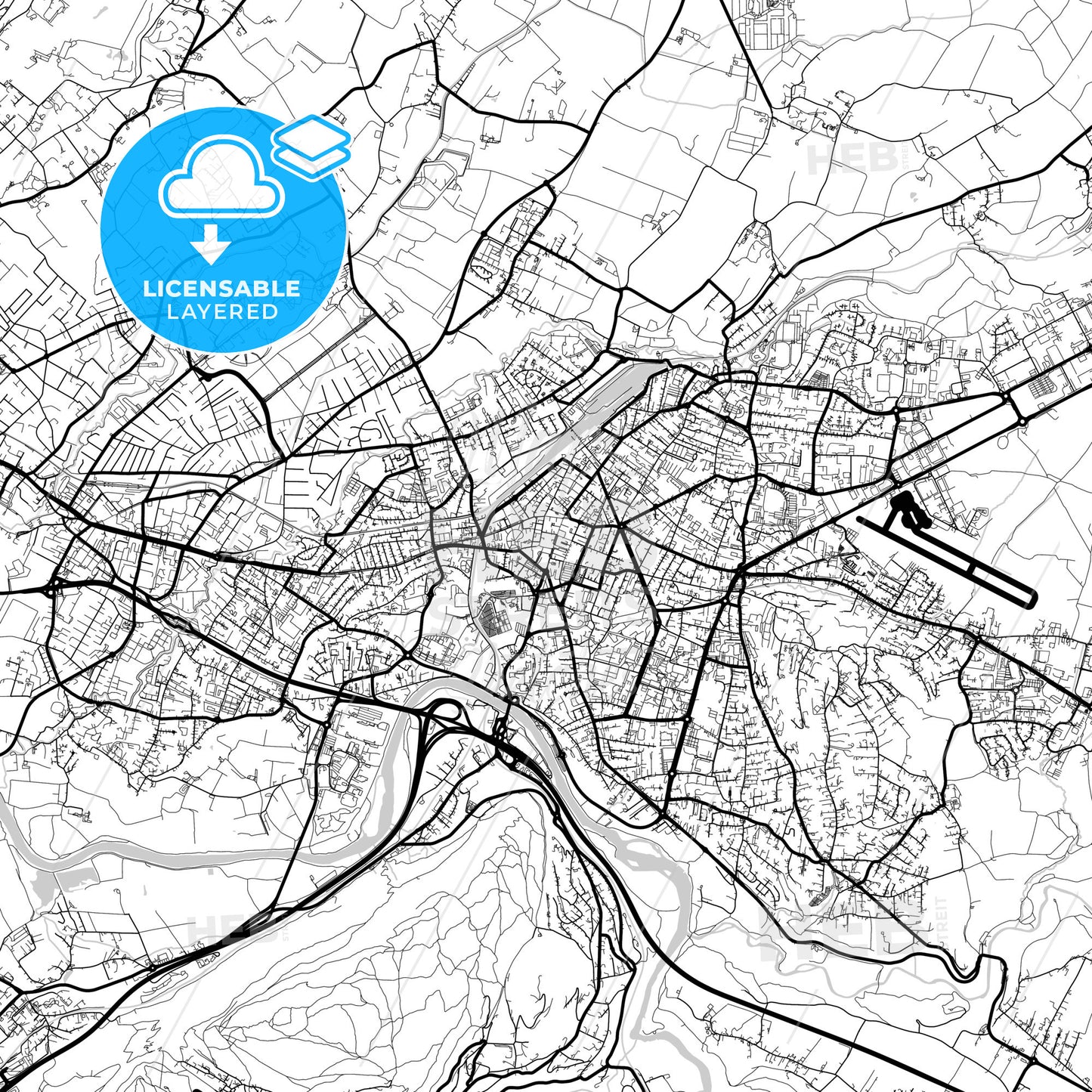 Layered PDF map of Annemasse, Haute-Savoie, France