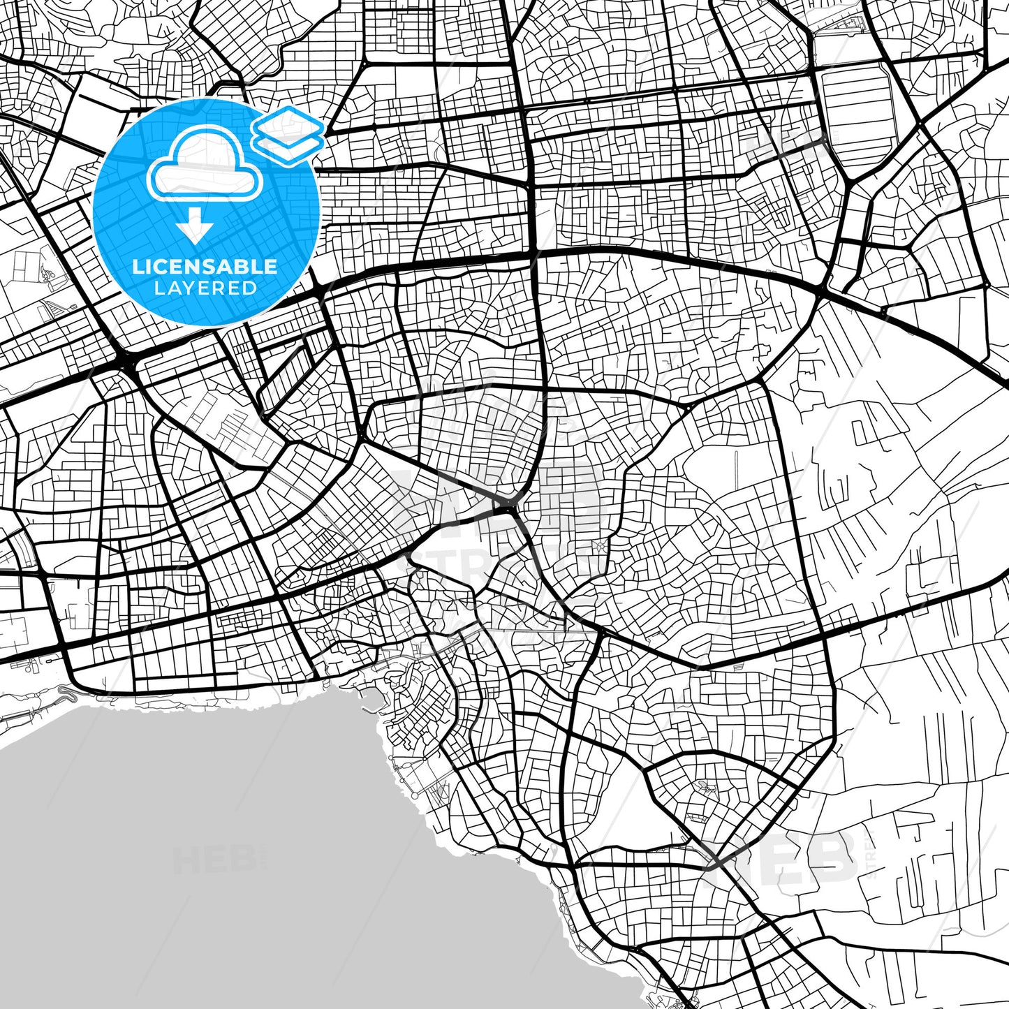 Layered PDF map of Antalya, Antalya, Turkey