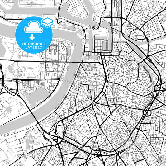 Layered PDF map of Antwerp, Antwerp, Belgium