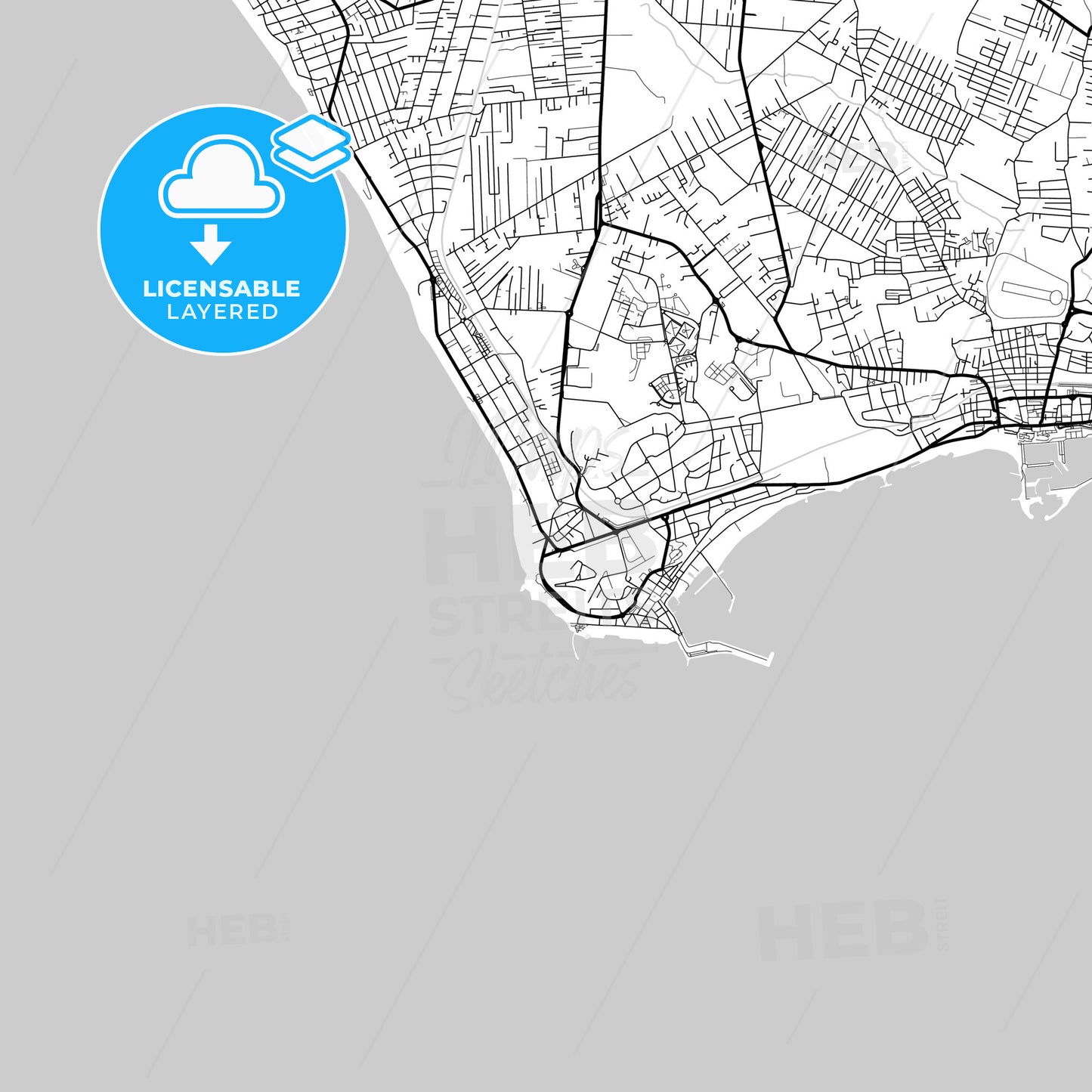 Layered PDF map of Anzio, Lazio, Italy