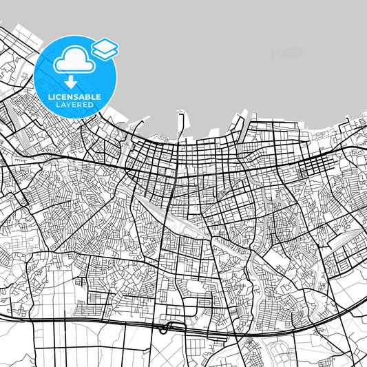 Layered PDF map of Aomori, Aomori, Japan