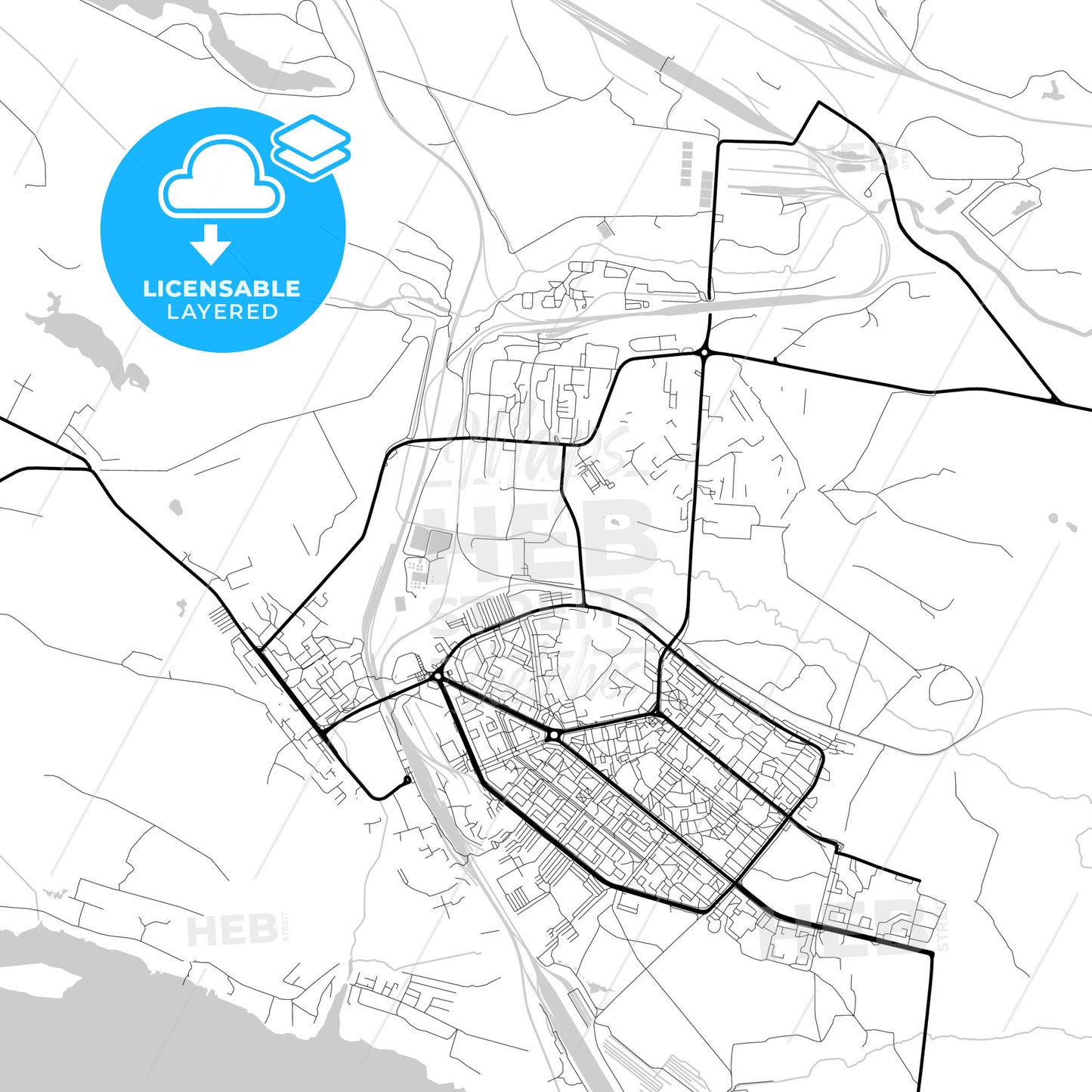 Layered PDF map of Apatity, Murmansk Oblast, Russia