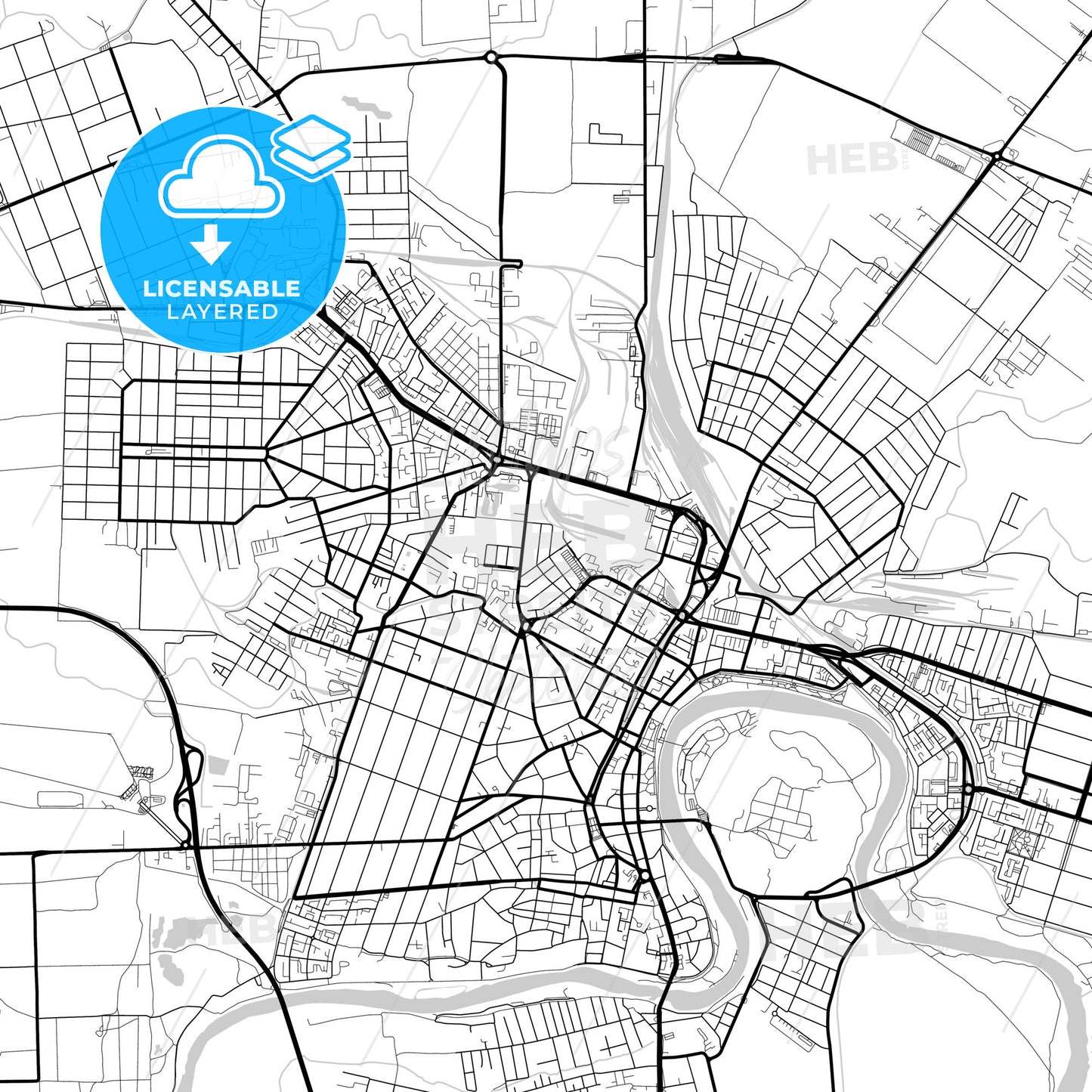 Layered PDF map of Arad, Arad, Romania