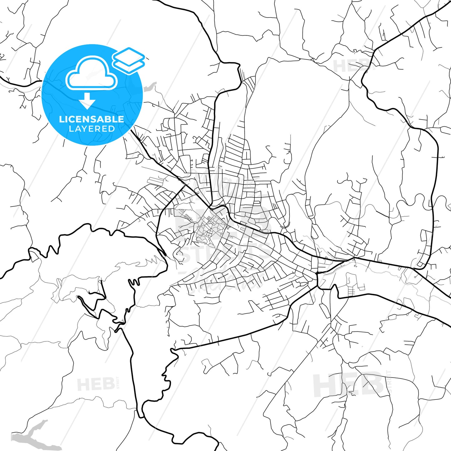 Layered PDF map of Aranđelovac, Šumadija, Serbia