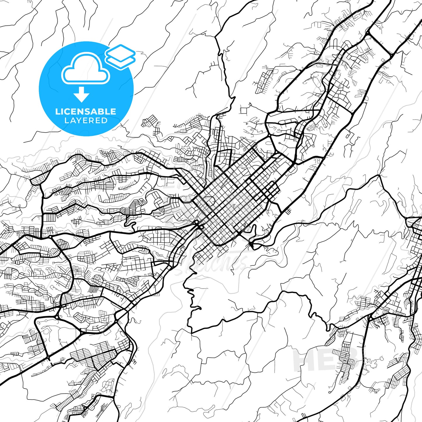 Layered PDF map of Armenia, Colombia