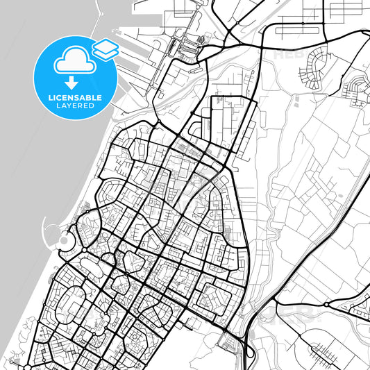 Layered PDF map of Ashdod, South, Israel