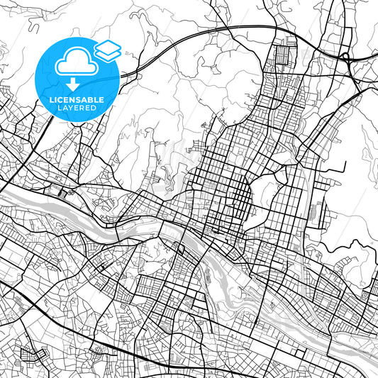 Layered PDF map of Ashikaga, Tochigi, Japan